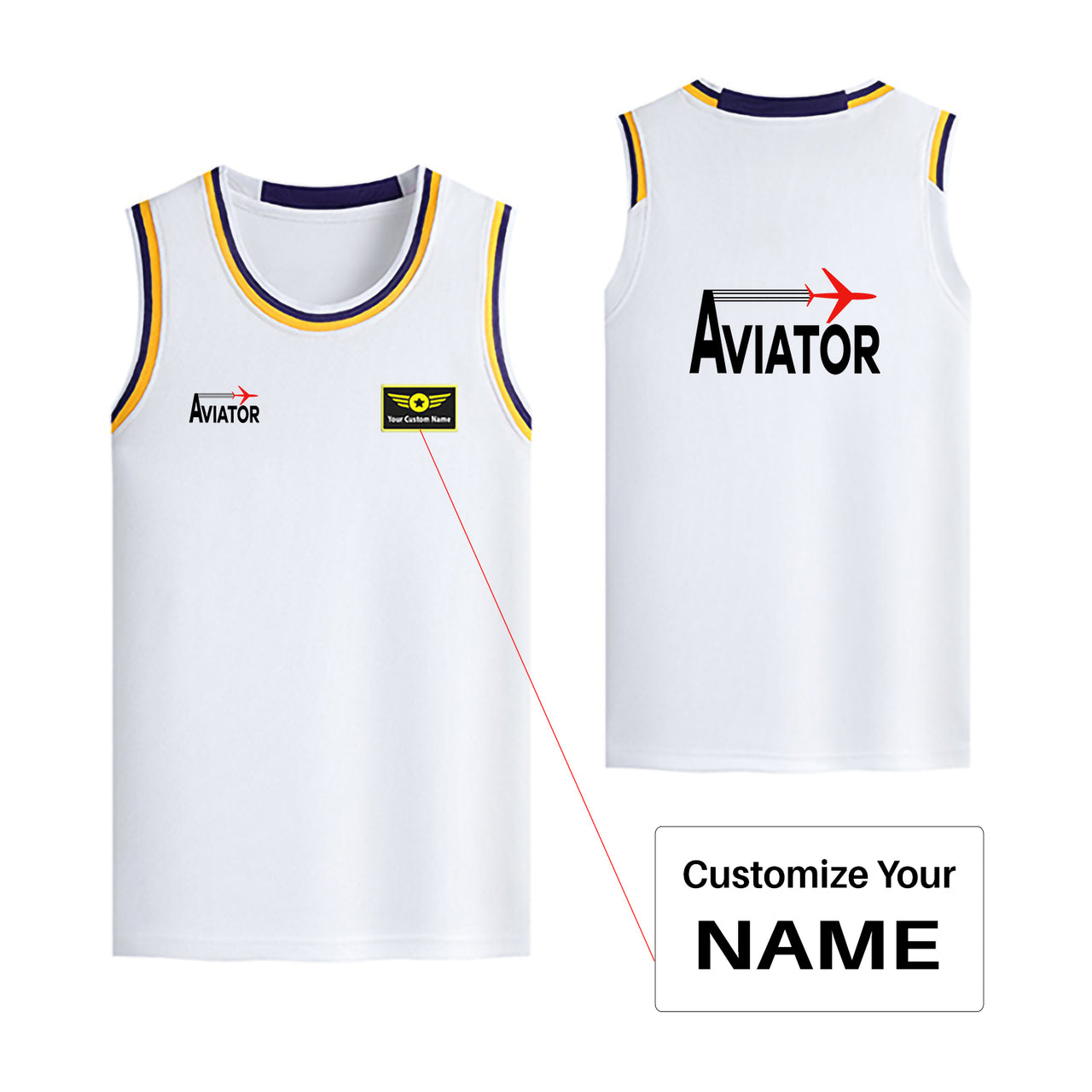 Aviator Designed Basketball Style Sports Tank Tops