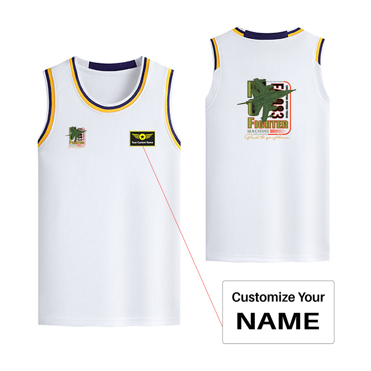 Fighter Machine Designed Basketball Style Sports Tank Tops