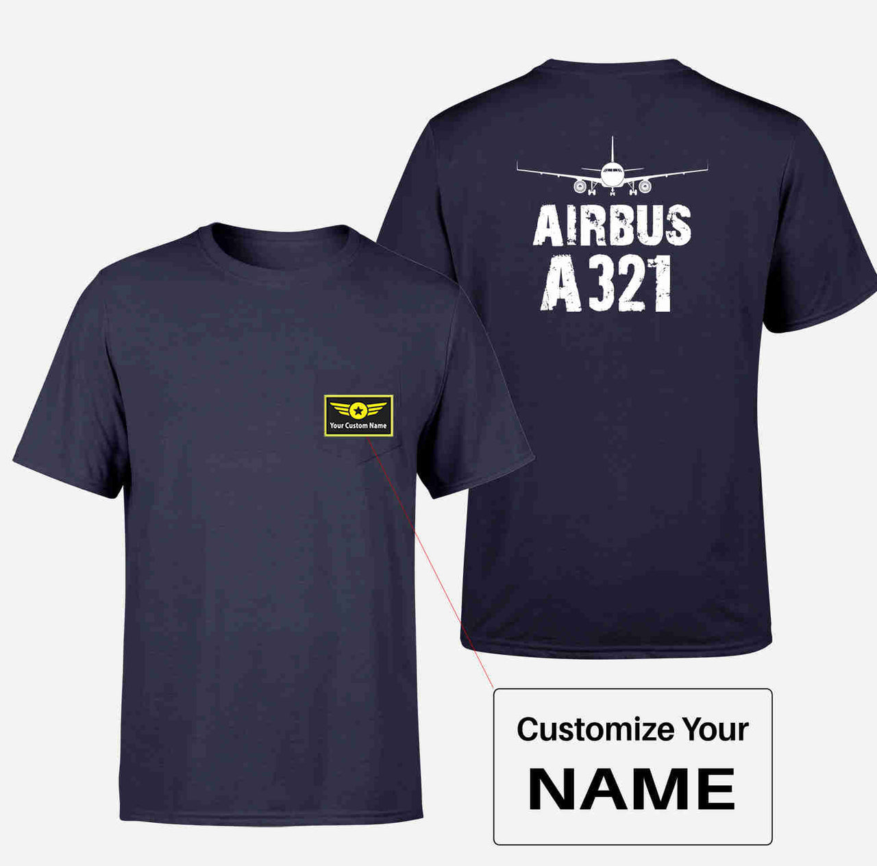 Airbus A321 & Plane Designed Pocket T-Shirts