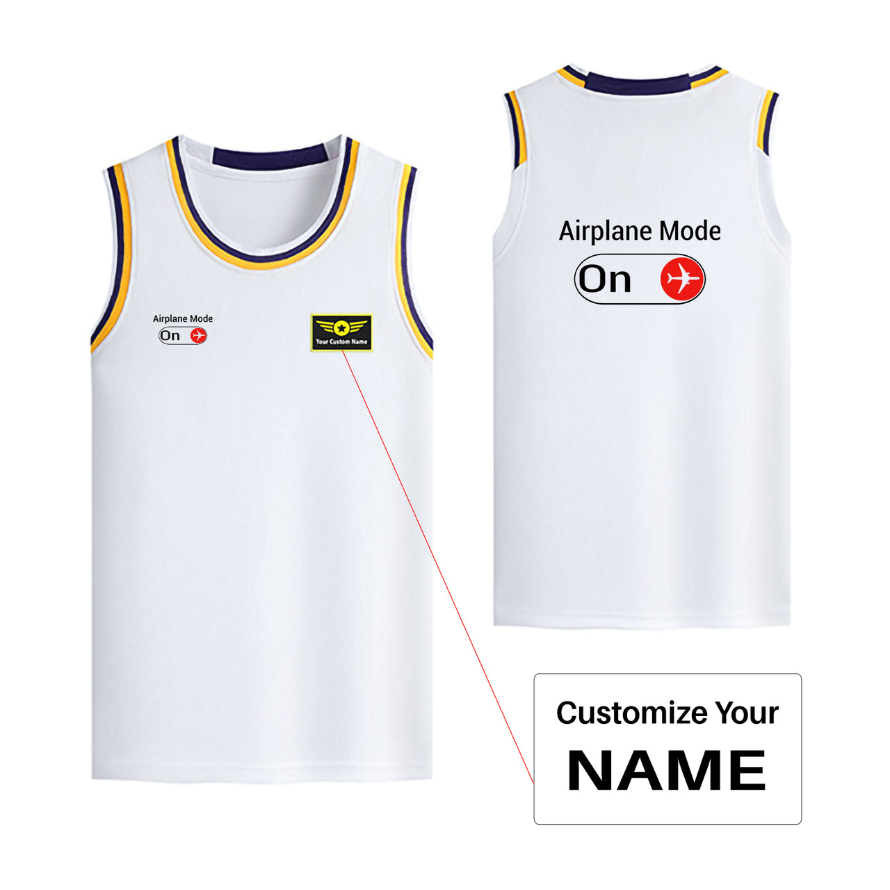 Airplane Mode On Designed Basketball Style Sports Tank Tops