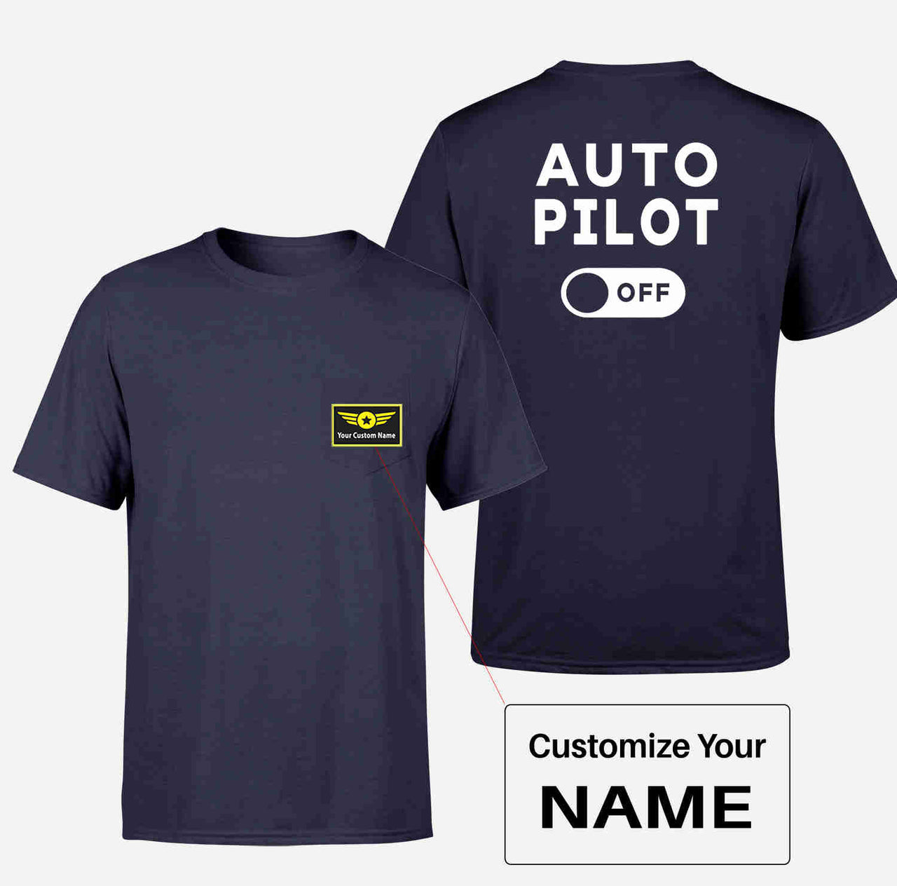 Auto Pilot Off Designed Pocket T-Shirts