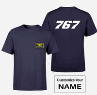 Thumbnail for 767 Flat Text Designed Pocket T-Shirts