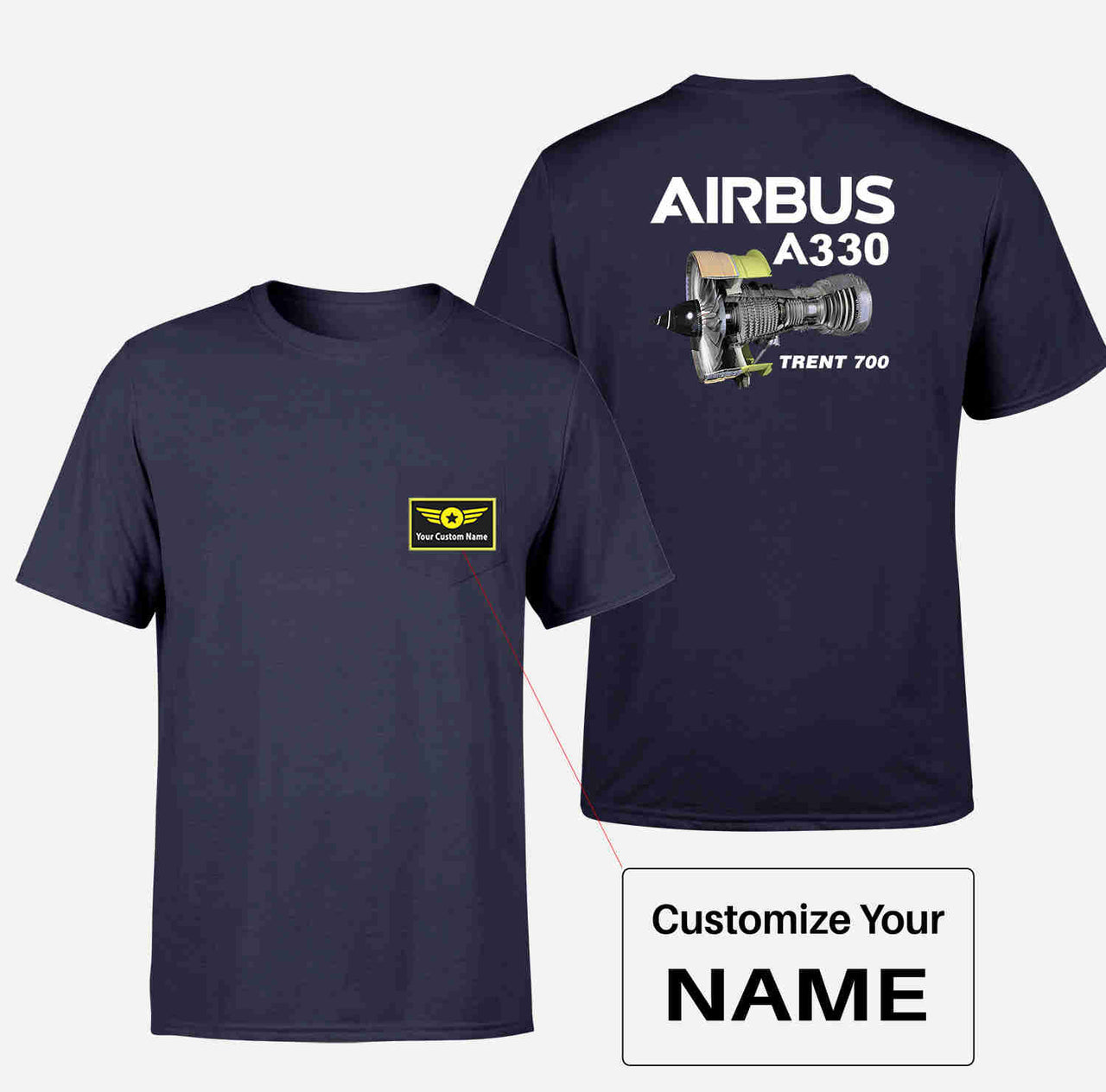 Airbus A330 & Trent 700 Engine Designed Pocket T-Shirts