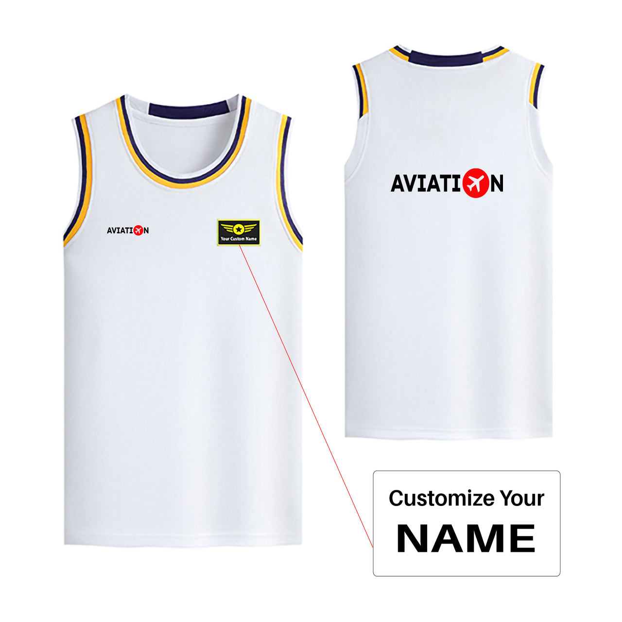 Aviation Designed Basketball Style Sports Tank Tops