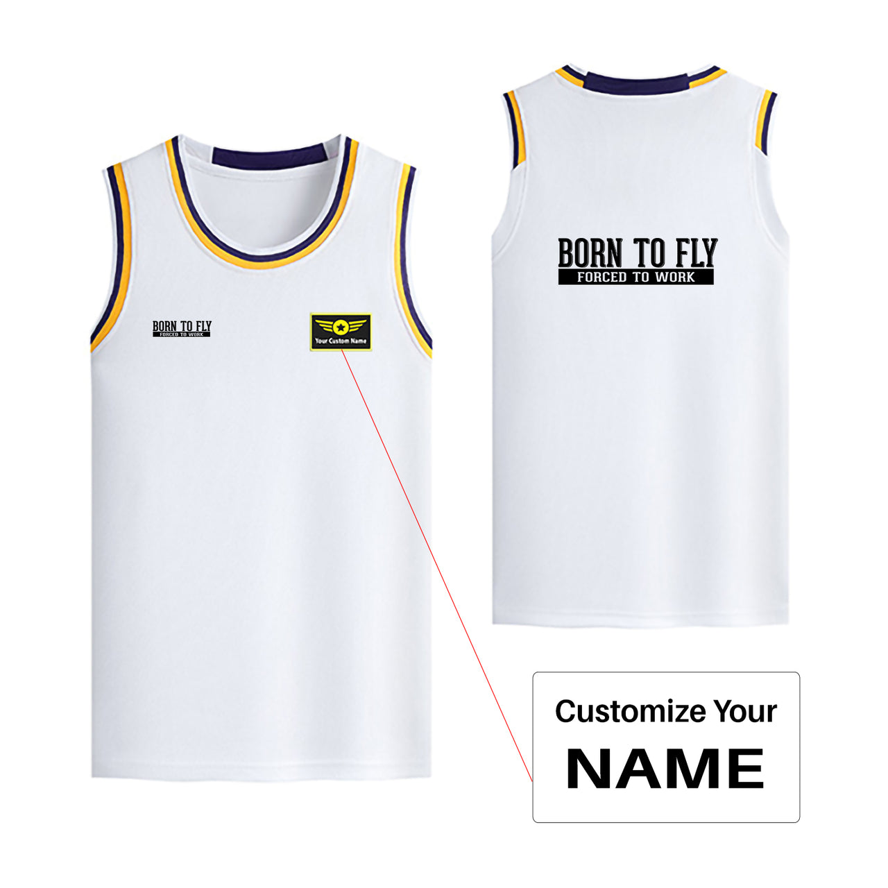 Born To Fly Forced To Work Designed Basketball Style Sports Tank Tops