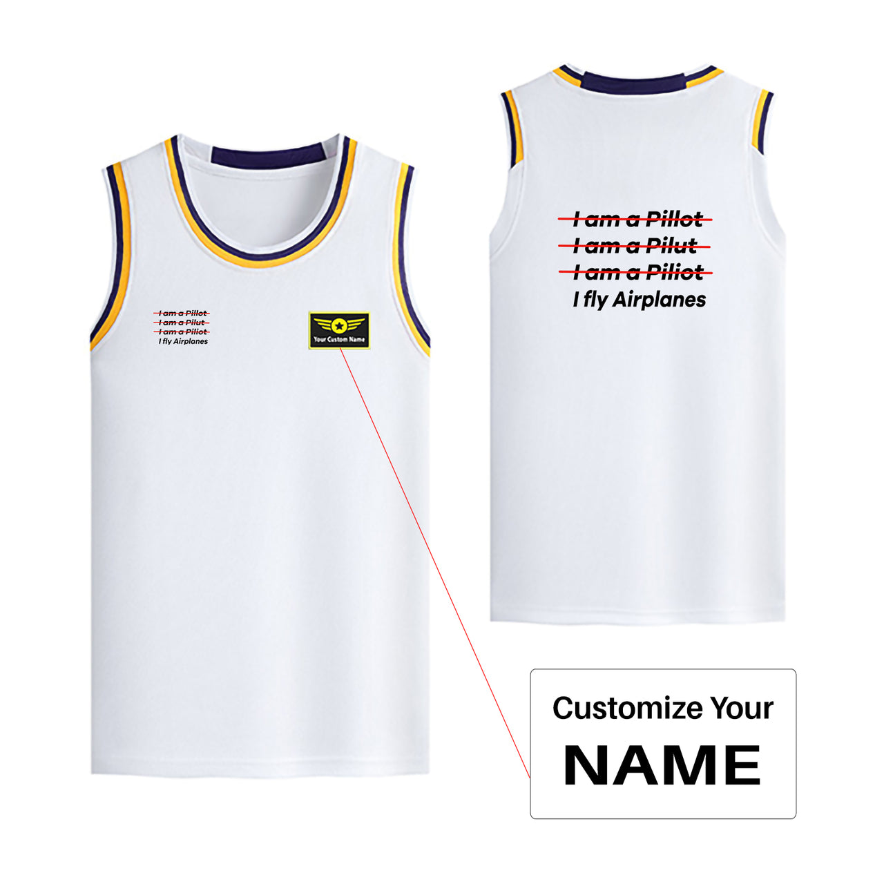 I Fly Airplanes Designed Basketball Style Sports Tank Tops