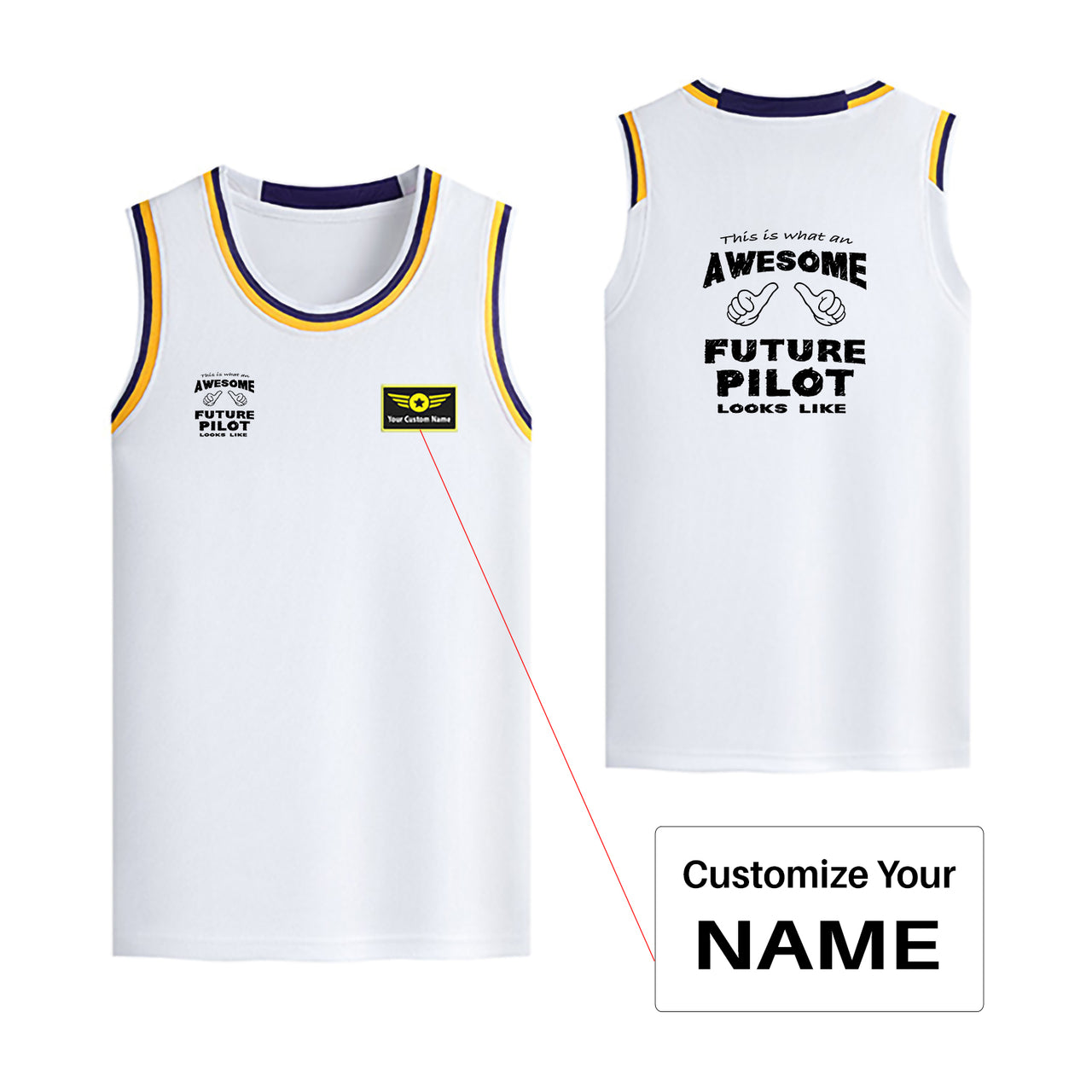 Future Pilot Designed Basketball Style Sports Tank Tops