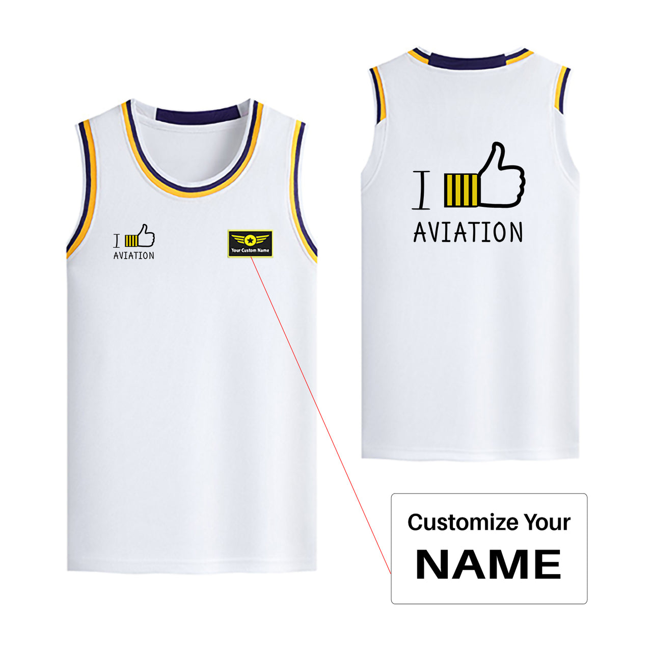 I Like Aviation Designed Basketball Style Sports Tank Tops