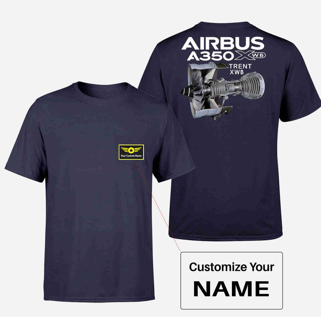 Airbus A350 & Trent Wxb Engine Designed Pocket T-Shirts