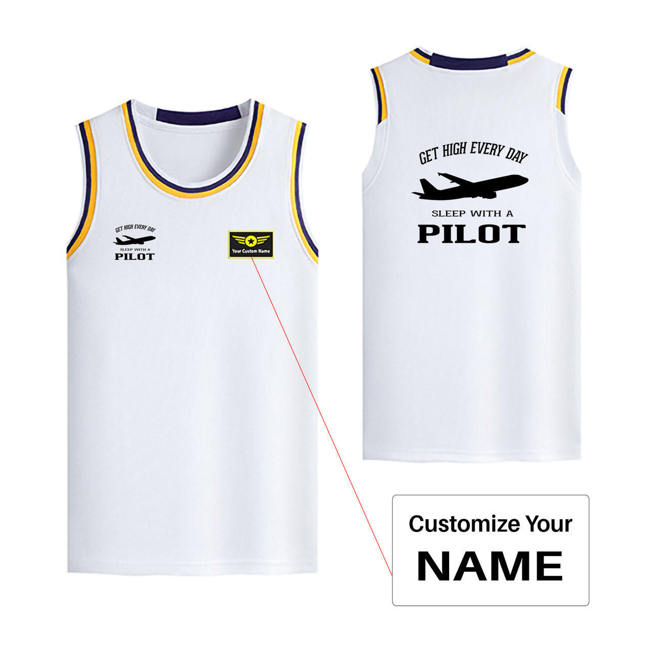 Get High Every Day Sleep With A Pilot Designed Basketball Style Sports Tank Tops