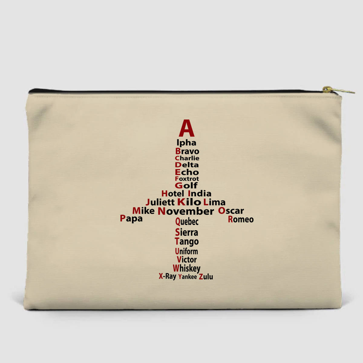 Airplane Shape Aviation Alphabet Designed Zipper Pouch