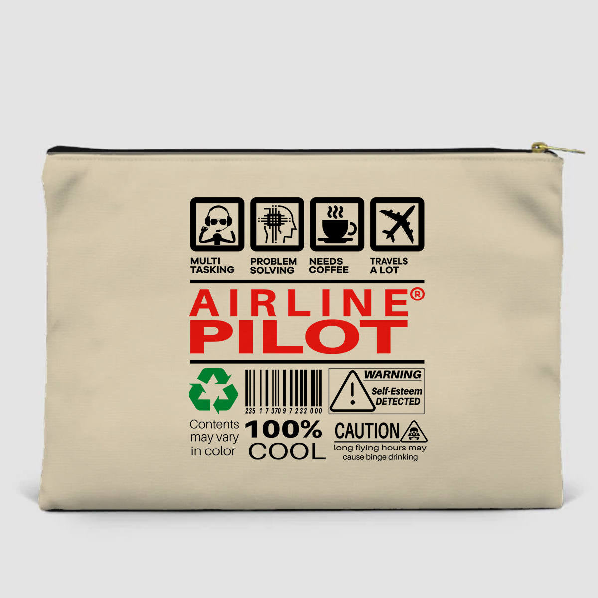 Airline Pilot Label Designed Zipper Pouch