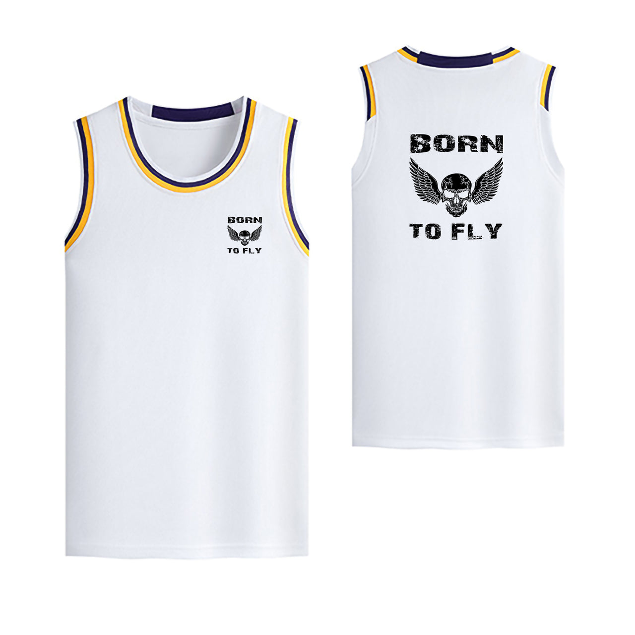 Born To Fly SKELETON Designed Basketball Style Sports Tank Tops