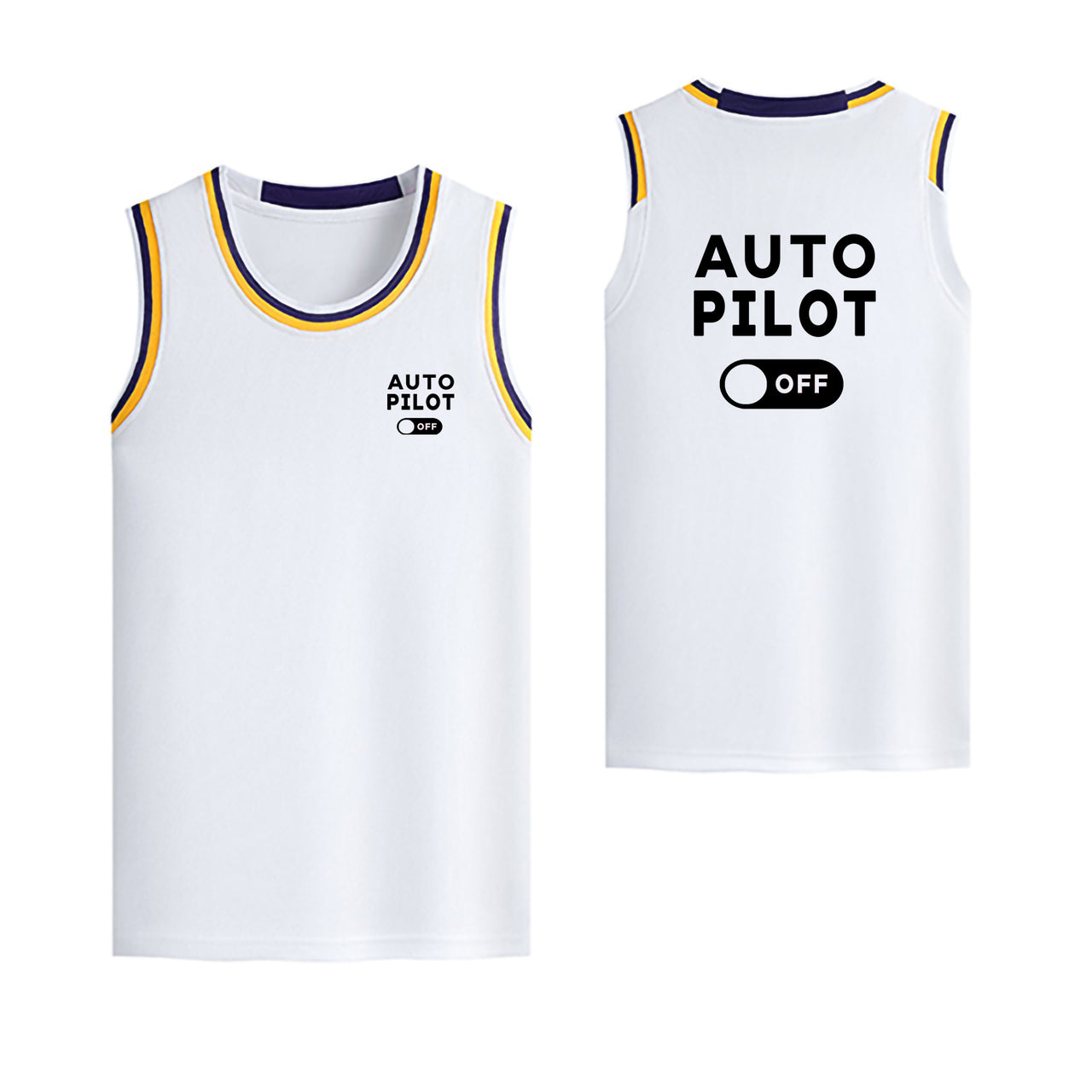 Auto Pilot Off Designed Basketball Style Sports Tank Tops