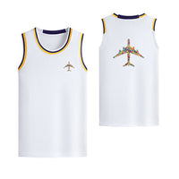 Thumbnail for Colourful Airplane Designed Basketball Style Sports Tank Tops