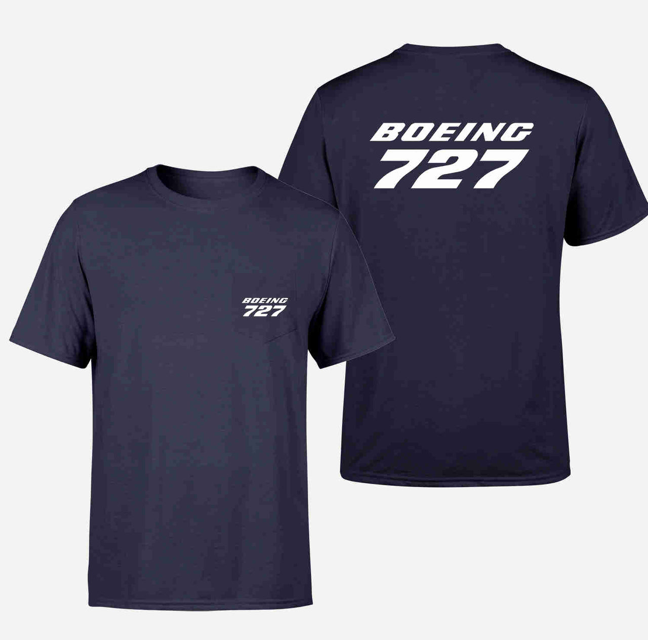 Boeing 727 & Text Designed Pocket T-Shirts