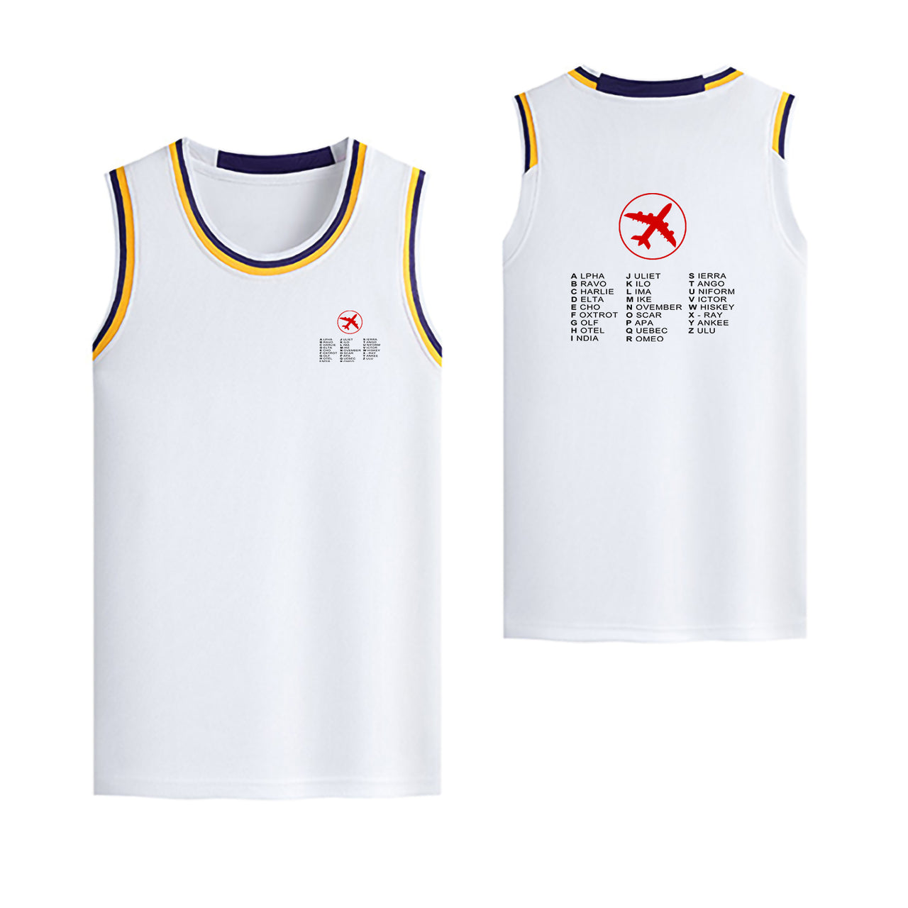 Aviation Alphabet 2 Designed Basketball Style Sports Tank Tops