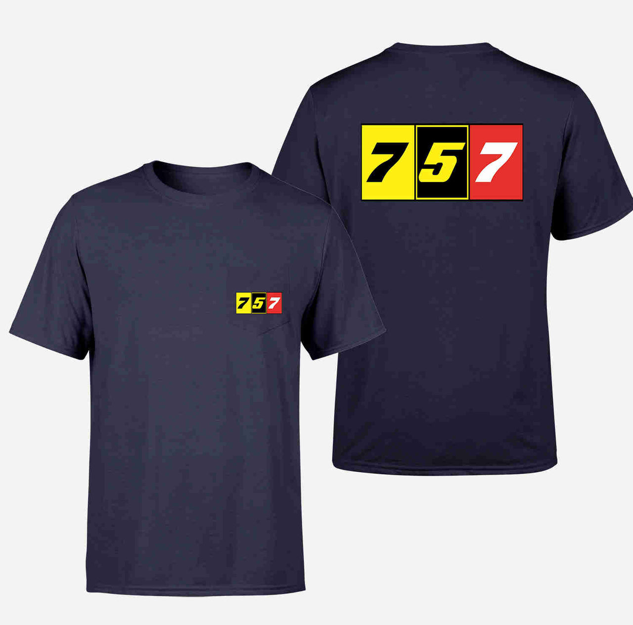 Flat Colourful 757 Designed Pocket T-Shirts