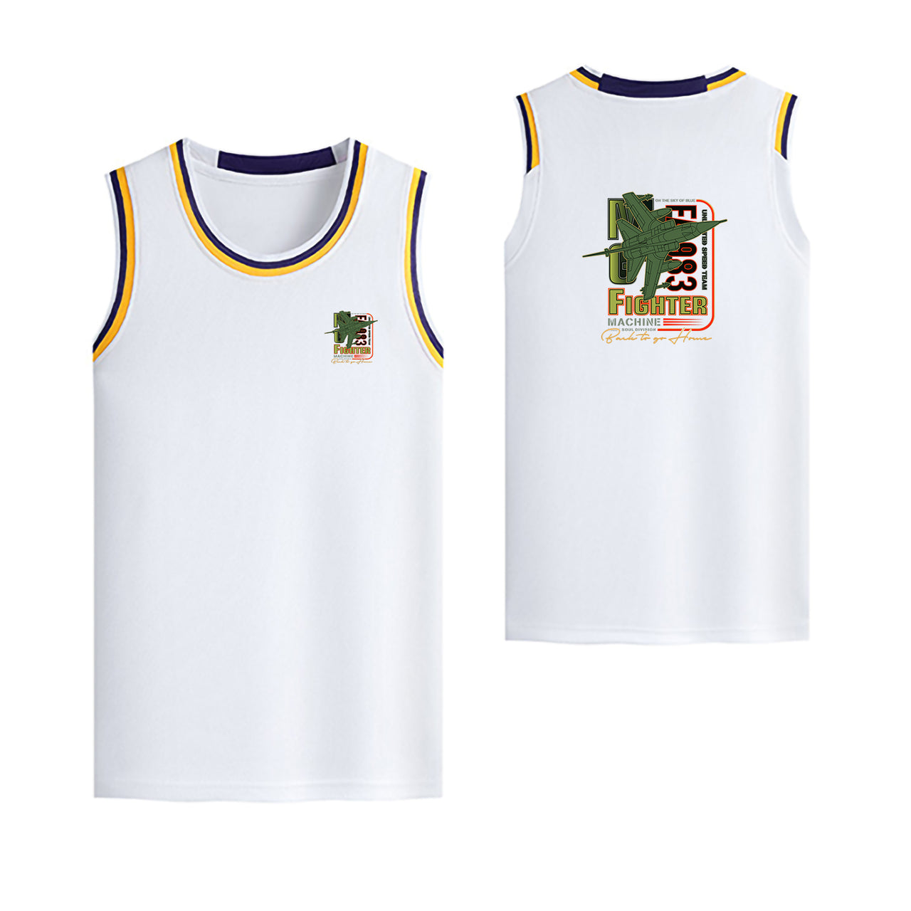 Fighter Machine Designed Basketball Style Sports Tank Tops