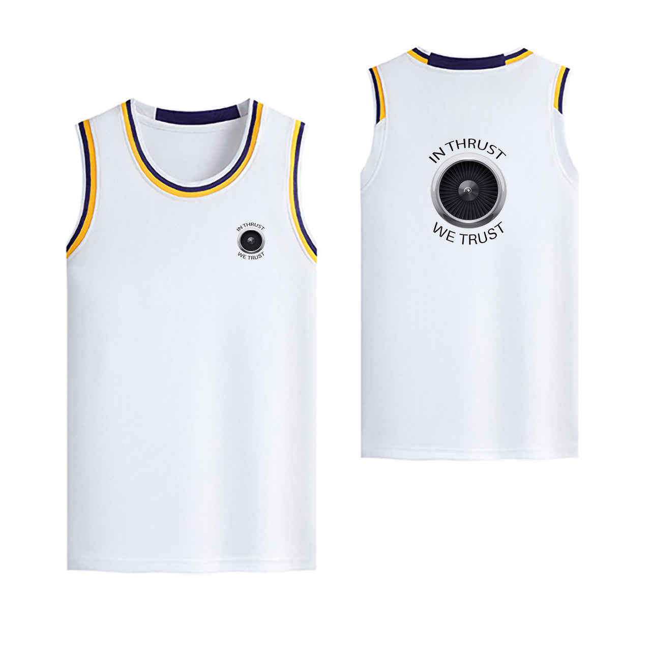 In Thrust We Trust Designed Basketball Style Sports Tank Tops