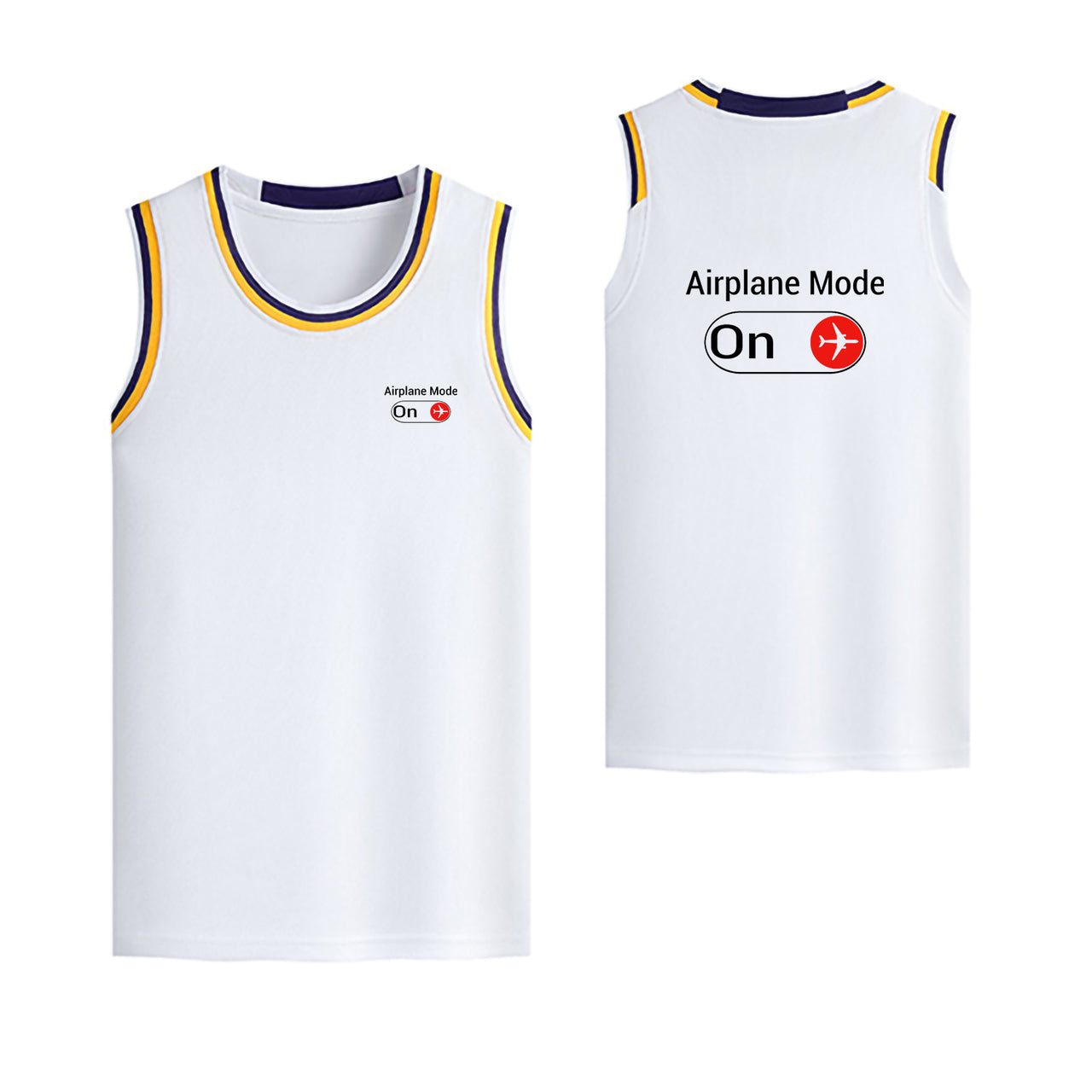 Airplane Mode On Designed Basketball Style Sports Tank Tops