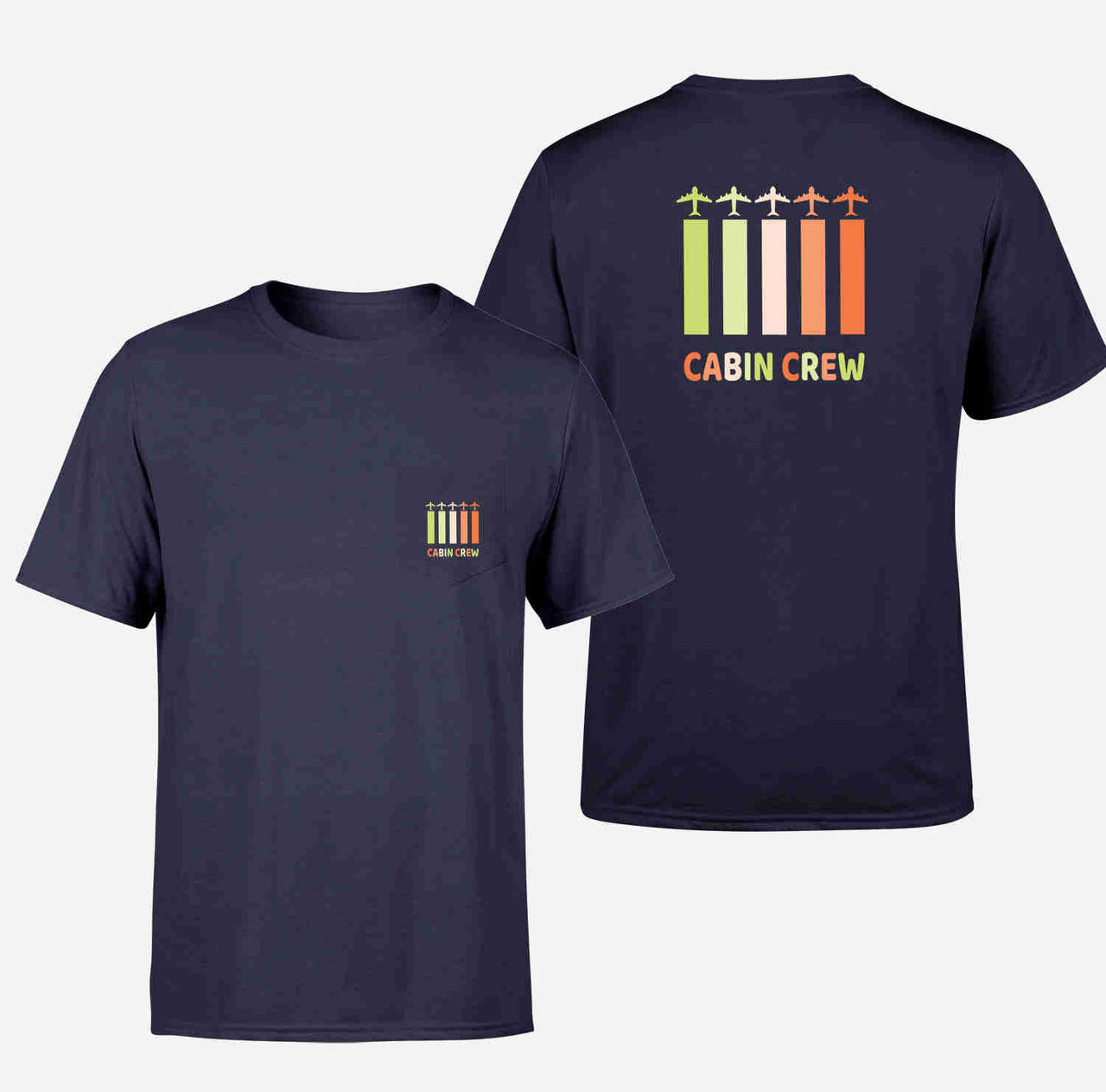 Colourful Cabin Crew Designed Pocket T-Shirts