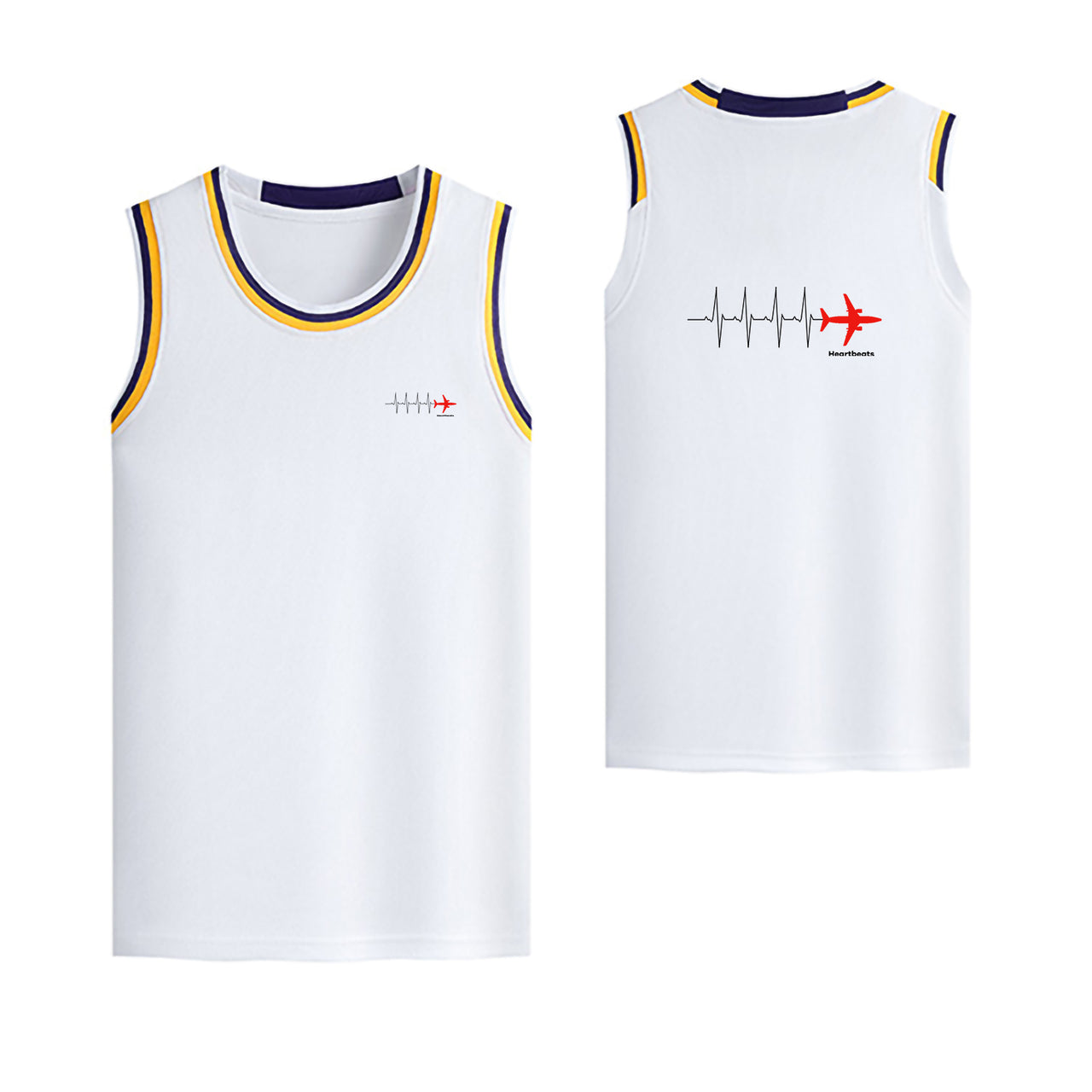 Aviation Heartbeats Designed Basketball Style Sports Tank Tops