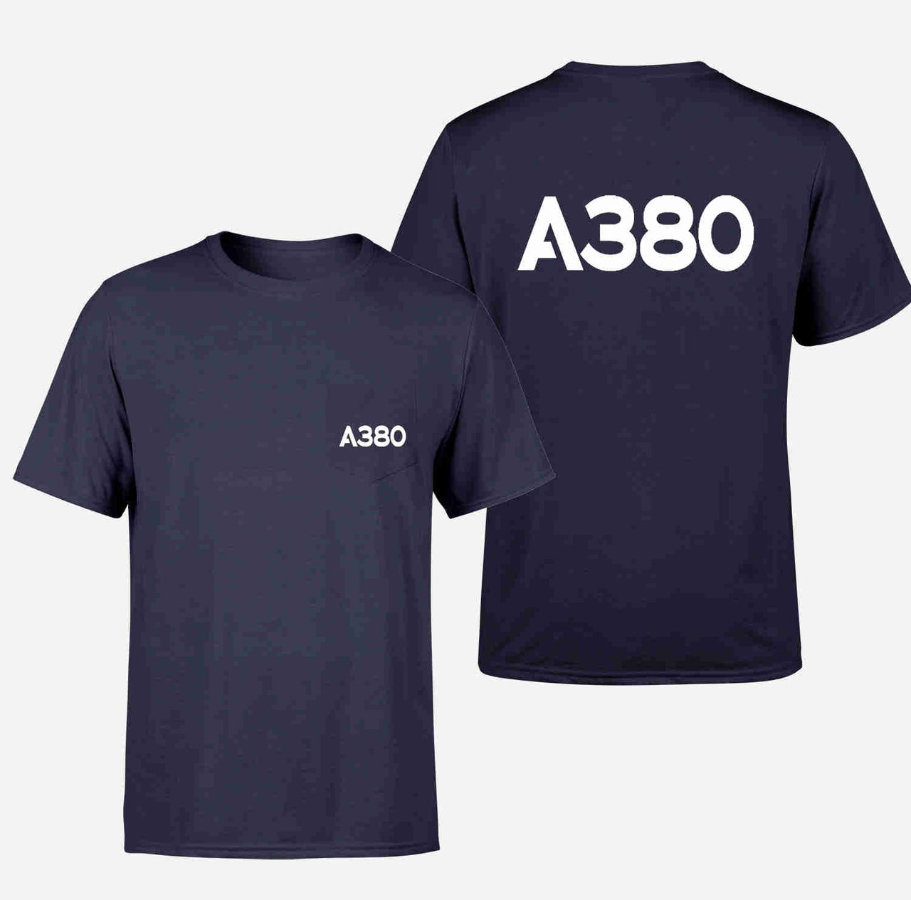 A380 Flat Text Designed Pocket T-Shirts