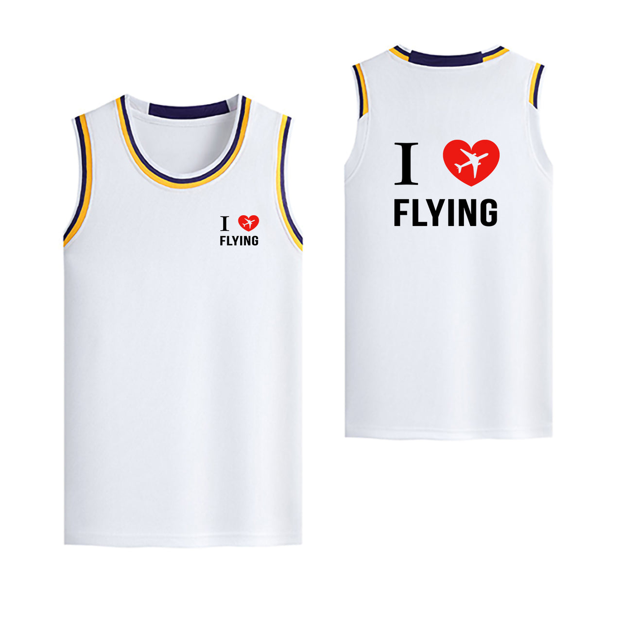 I Love Flying Designed Basketball Style Sports Tank Tops