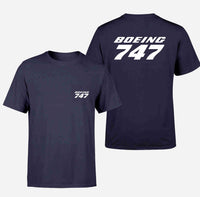 Thumbnail for Boeing 747 & Text Designed Pocket T-Shirts