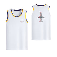 Thumbnail for Airplane Shape Aviation Alphabet Designed Basketball Style Sports Tank Tops