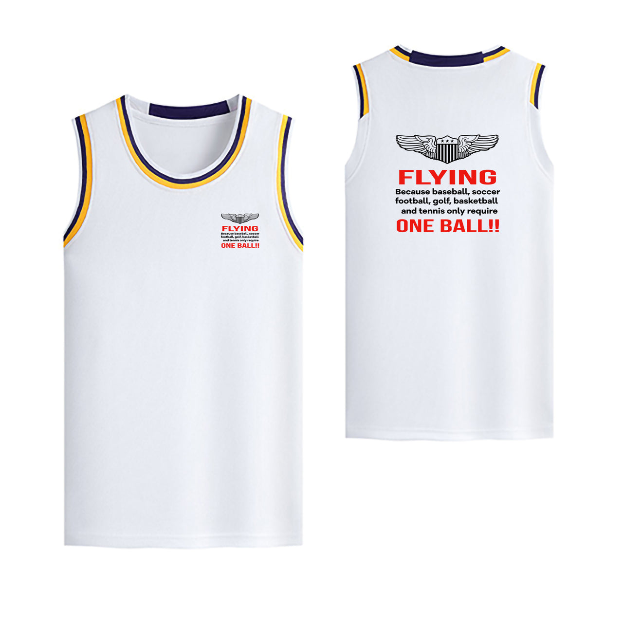 Flying One Ball Designed Basketball Style Sports Tank Tops