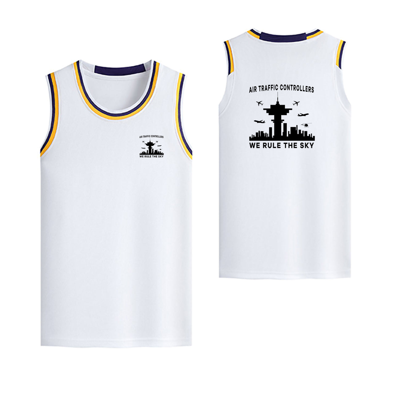 Air Traffic Controllers - We Rule The Sky Designed Basketball Style Sports Tank Tops