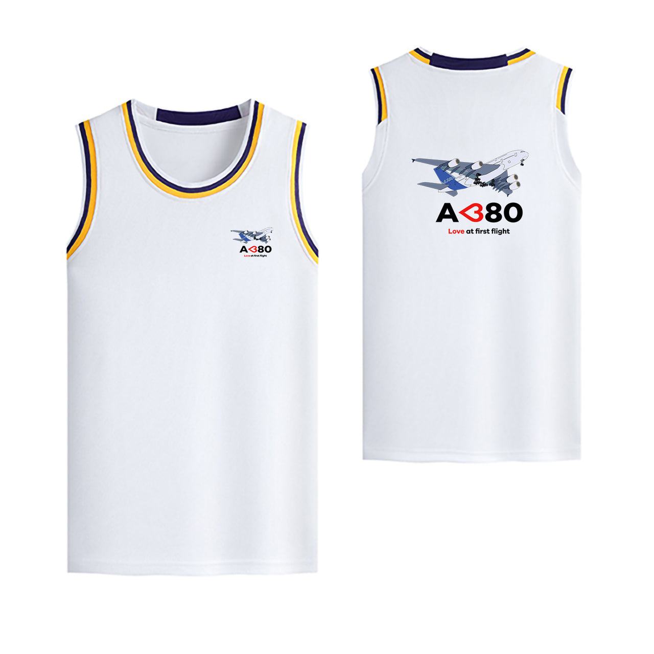 Airbus A380 Love at first flight Designed Basketball Style Sports Tank Tops