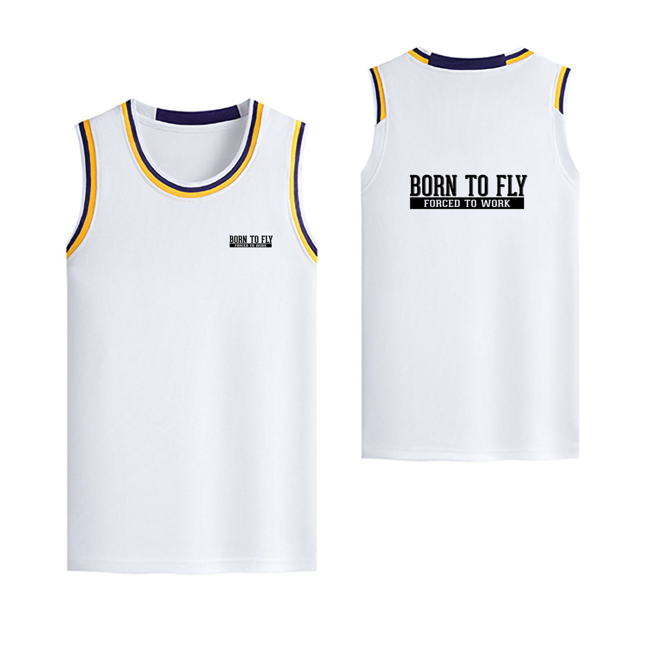 Born To Fly Forced To Work Designed Basketball Style Sports Tank Tops