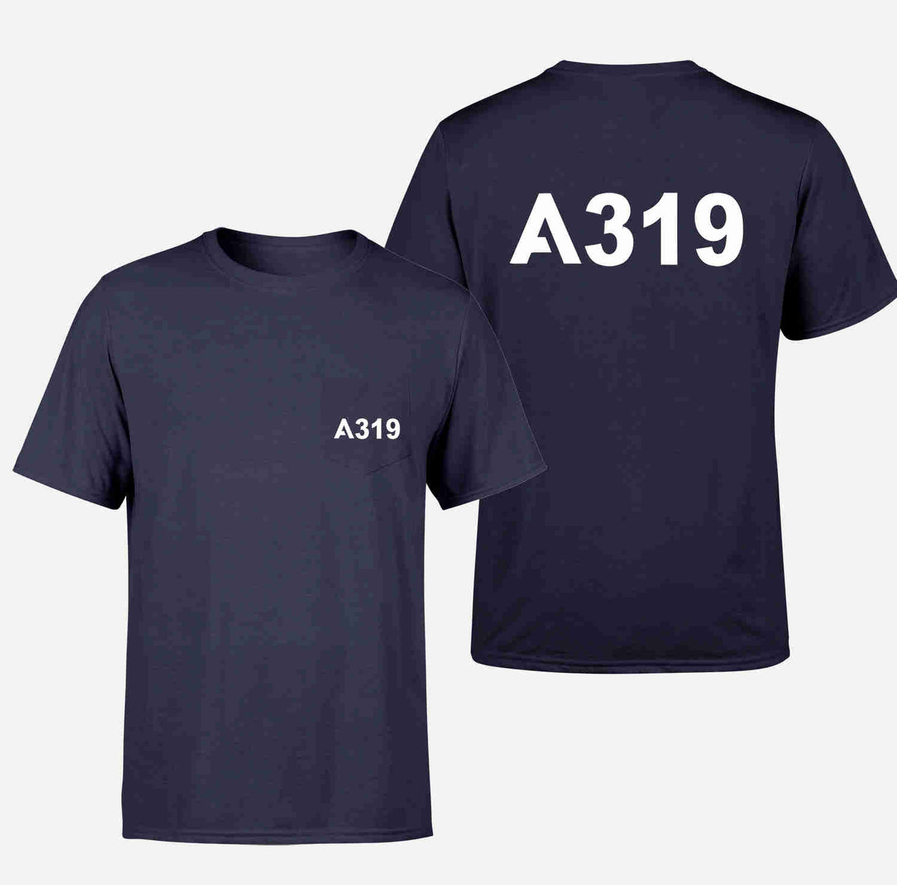 A319 Flat Text Designed Pocket T-Shirts