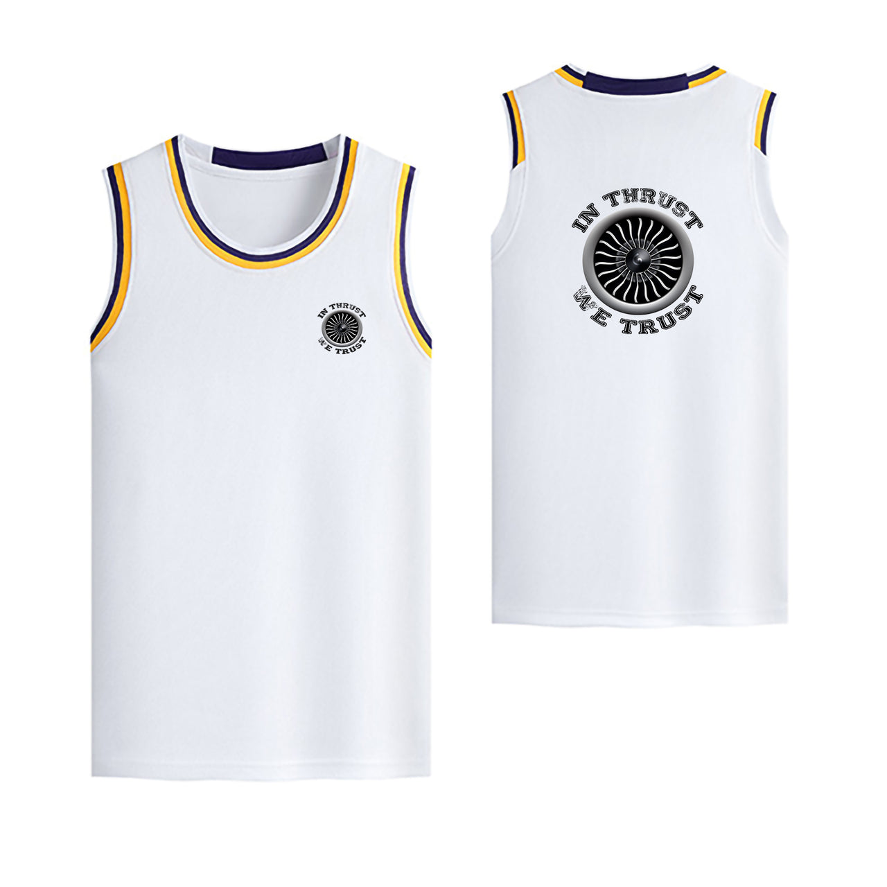 In Thrust We Trust (Vol 2) Designed Basketball Style Sports Tank Tops