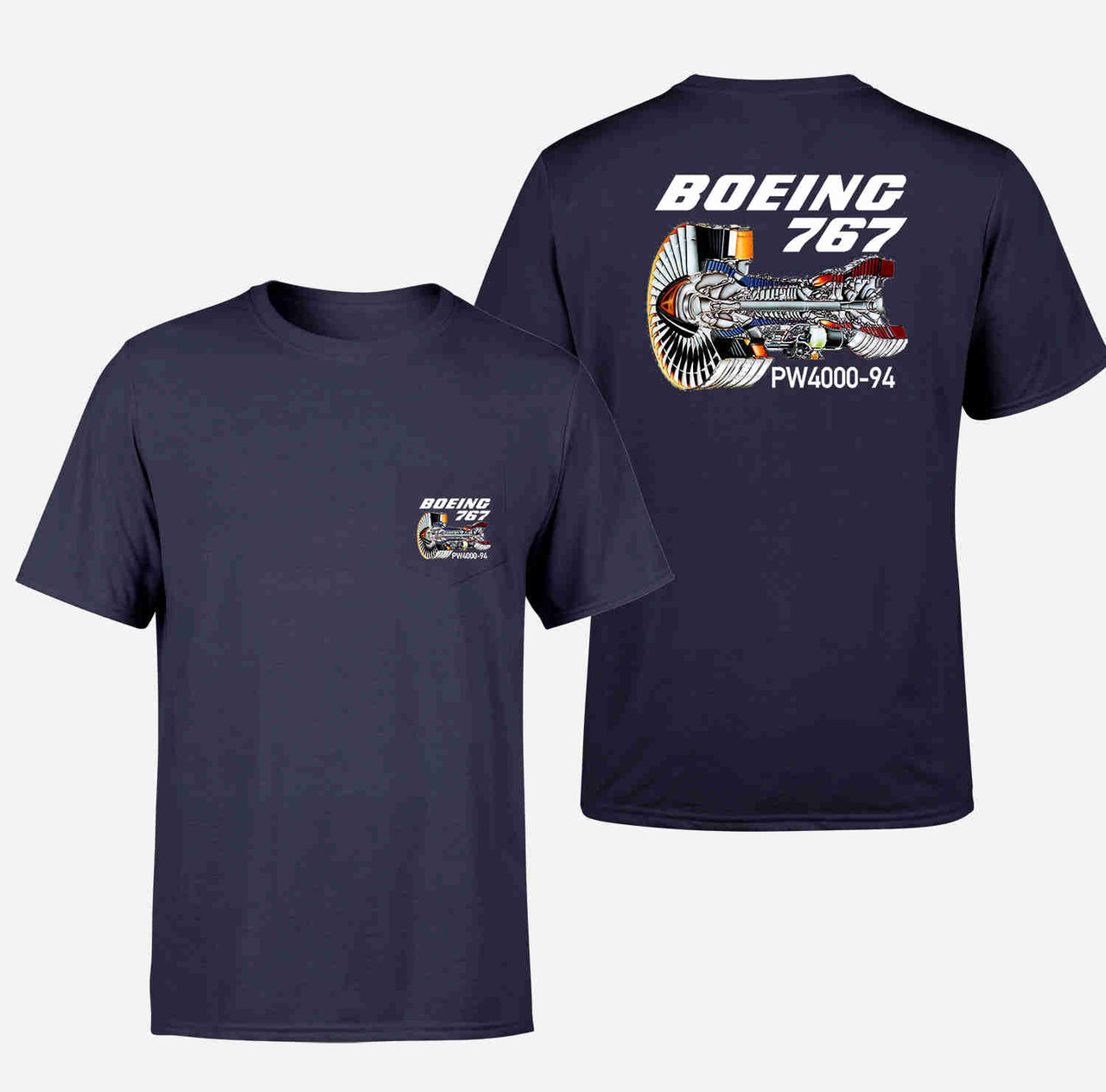 Boeing 767 Engine (PW4000-94) Designed Pocket T-Shirts