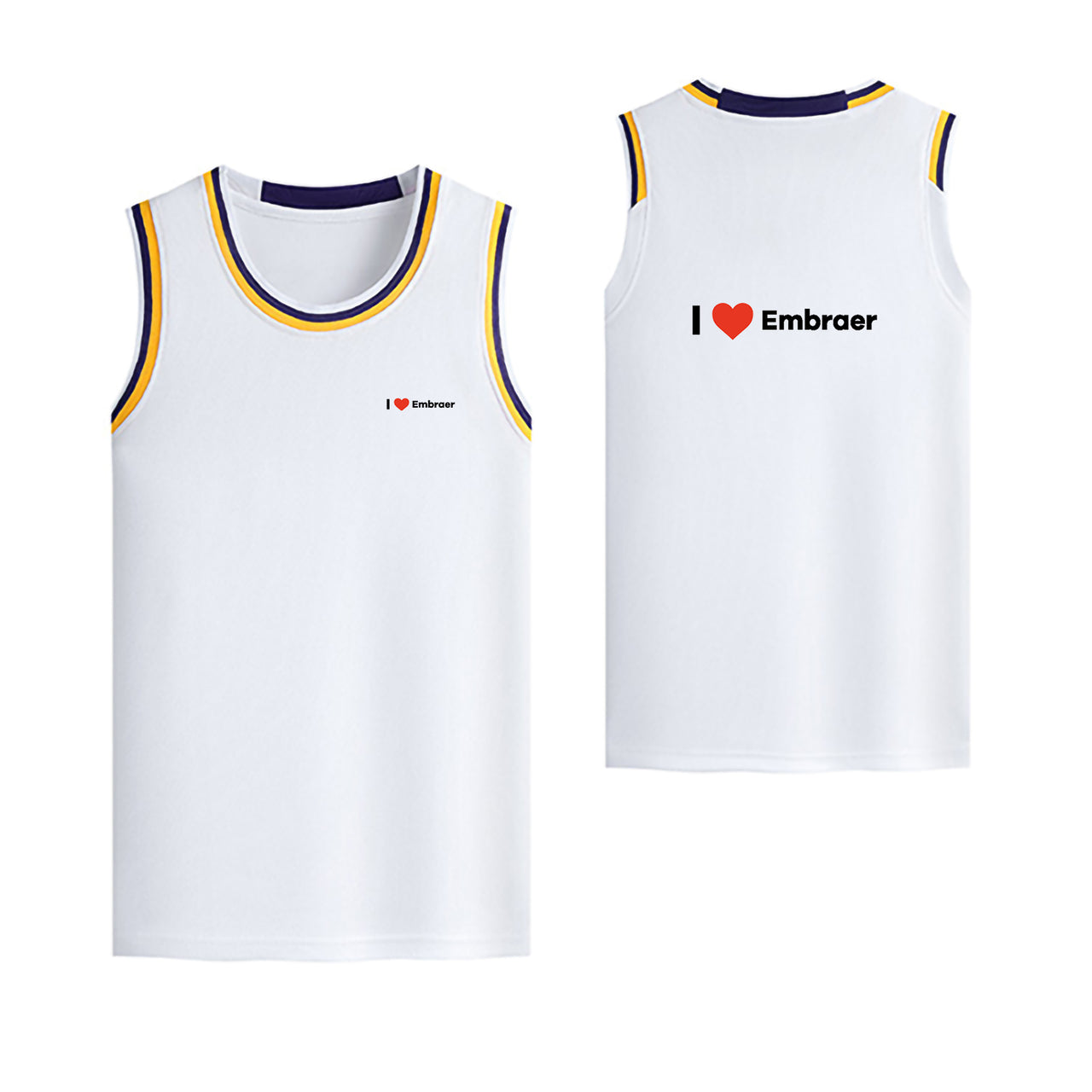 I Love Embraer Designed Basketball Style Sports Tank Tops