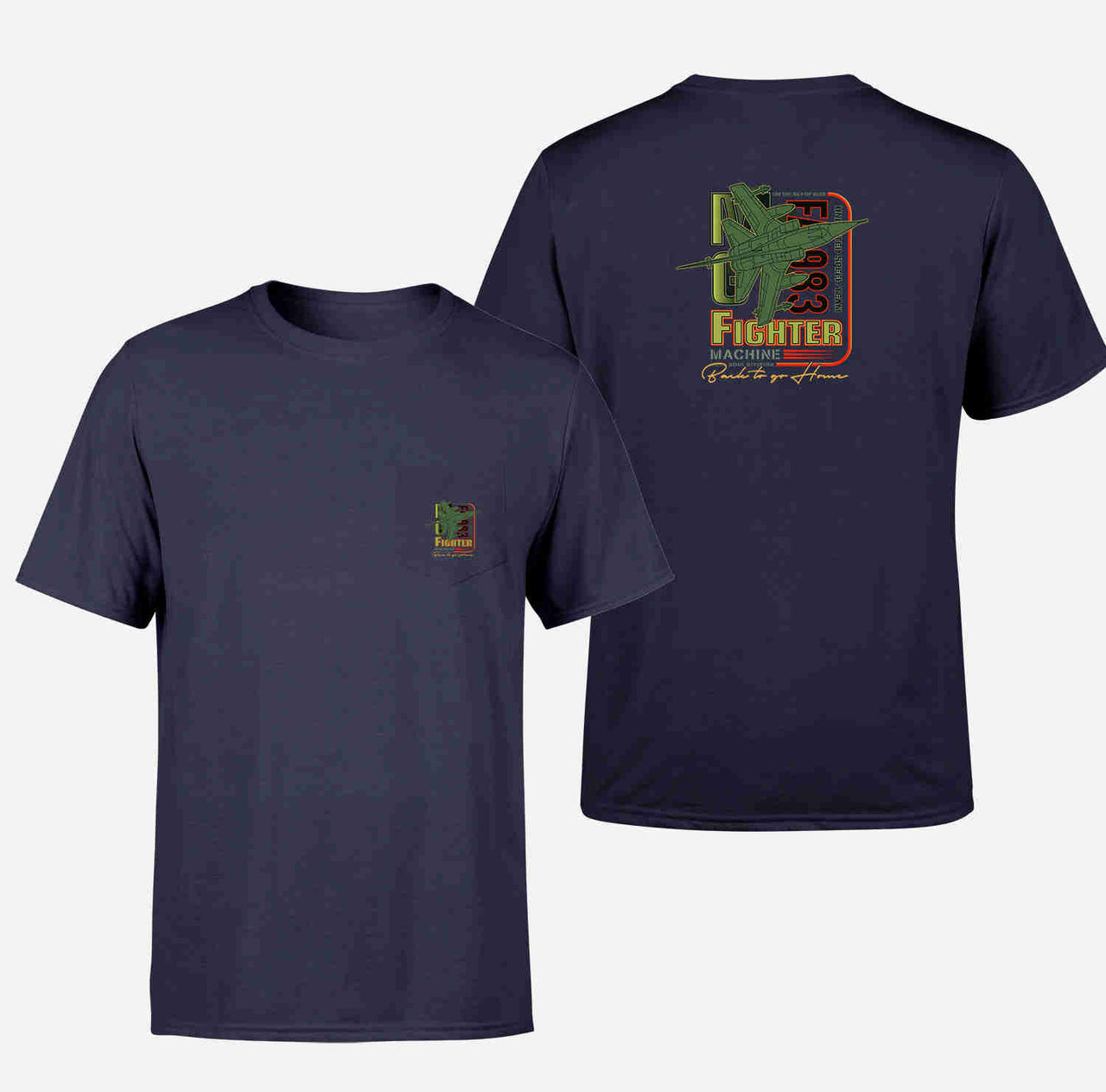 Fighter Machine Designed Pocket T-Shirts