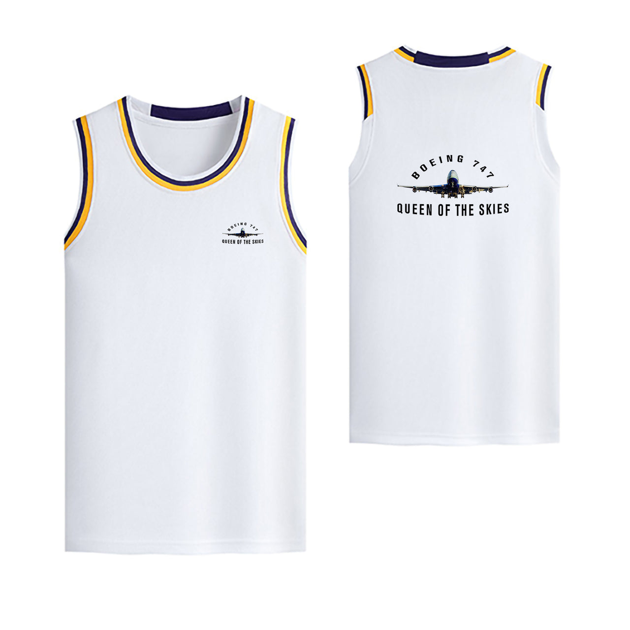 Boeing 747 Queen of the Skies Designed Basketball Style Sports Tank Tops