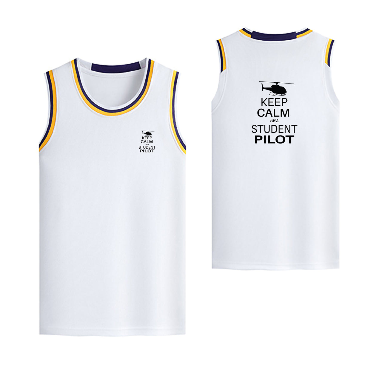 Student Pilot (Helicopter) Designed Basketball Style Sports Tank Tops