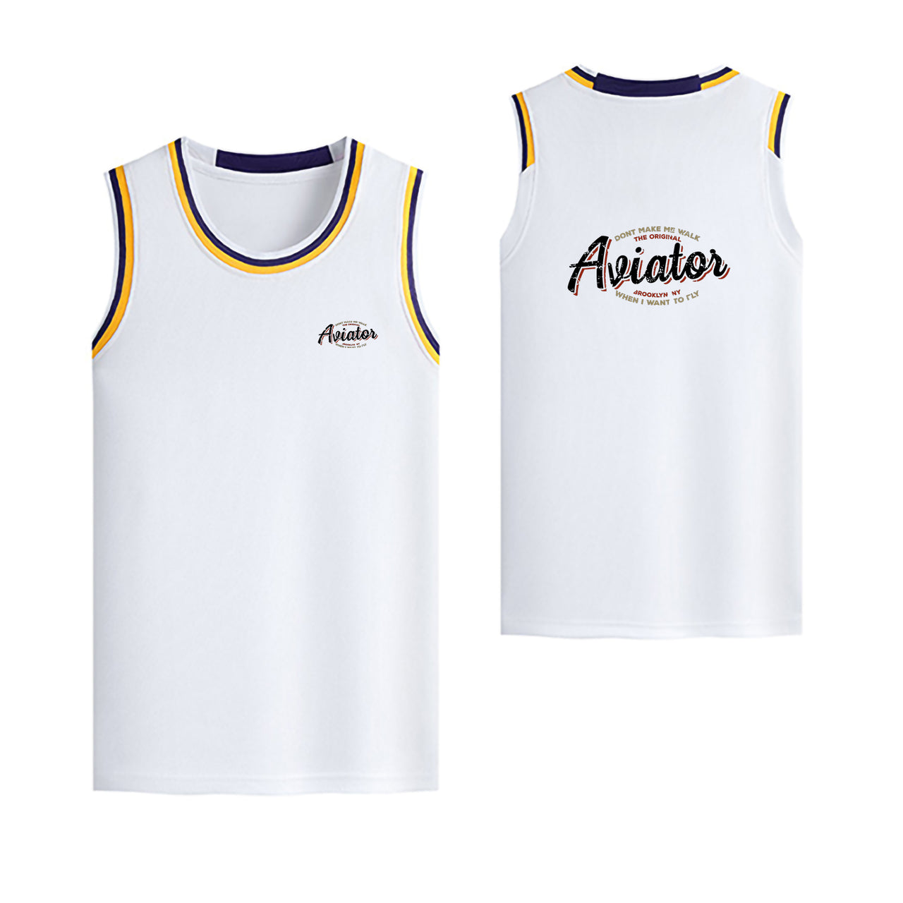 Aviator - Dont Make Me Walk Designed Basketball Style Sports Tank Tops