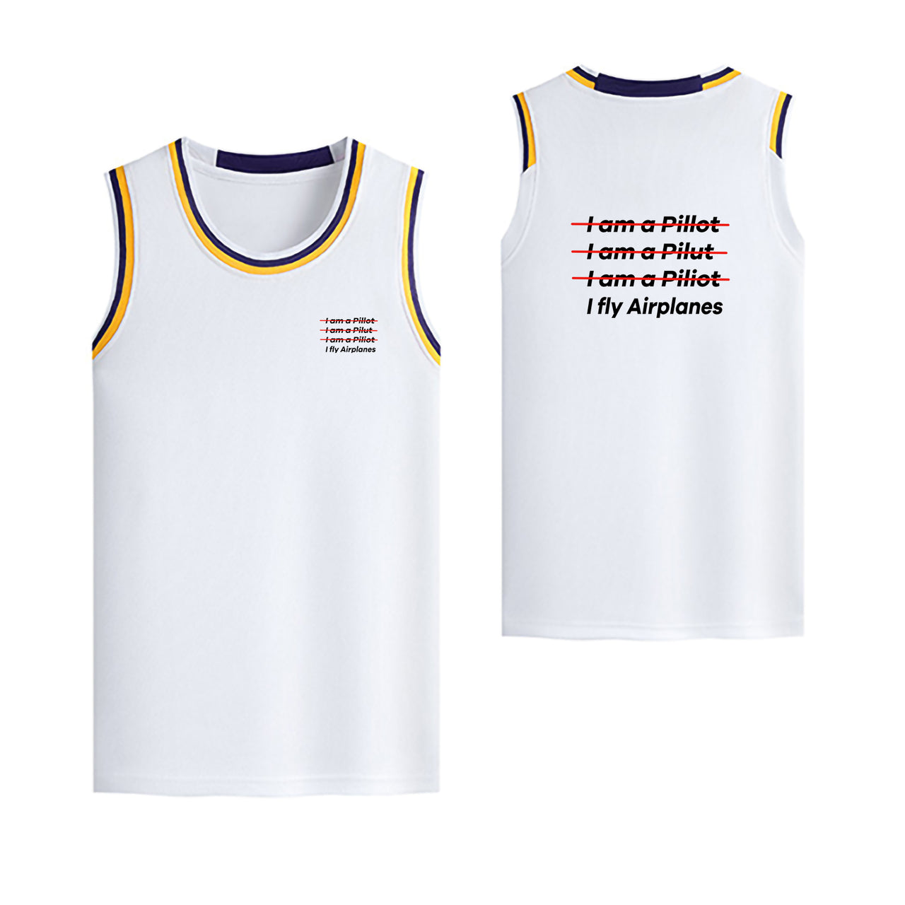 I Fly Airplanes Designed Basketball Style Sports Tank Tops