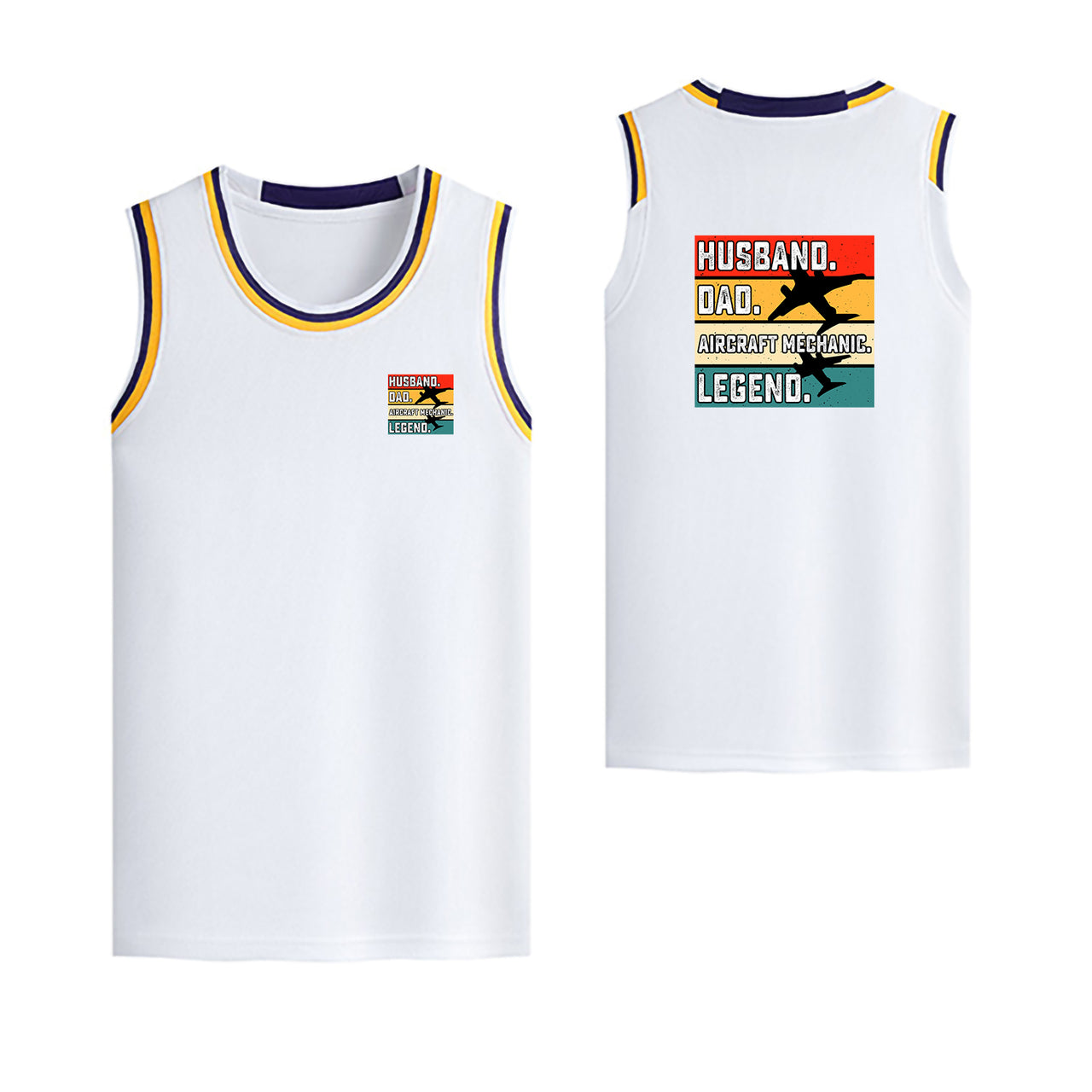 Husband & Dad & Aircraft Mechanic & Legend Designed Basketball Style Sports Tank Tops