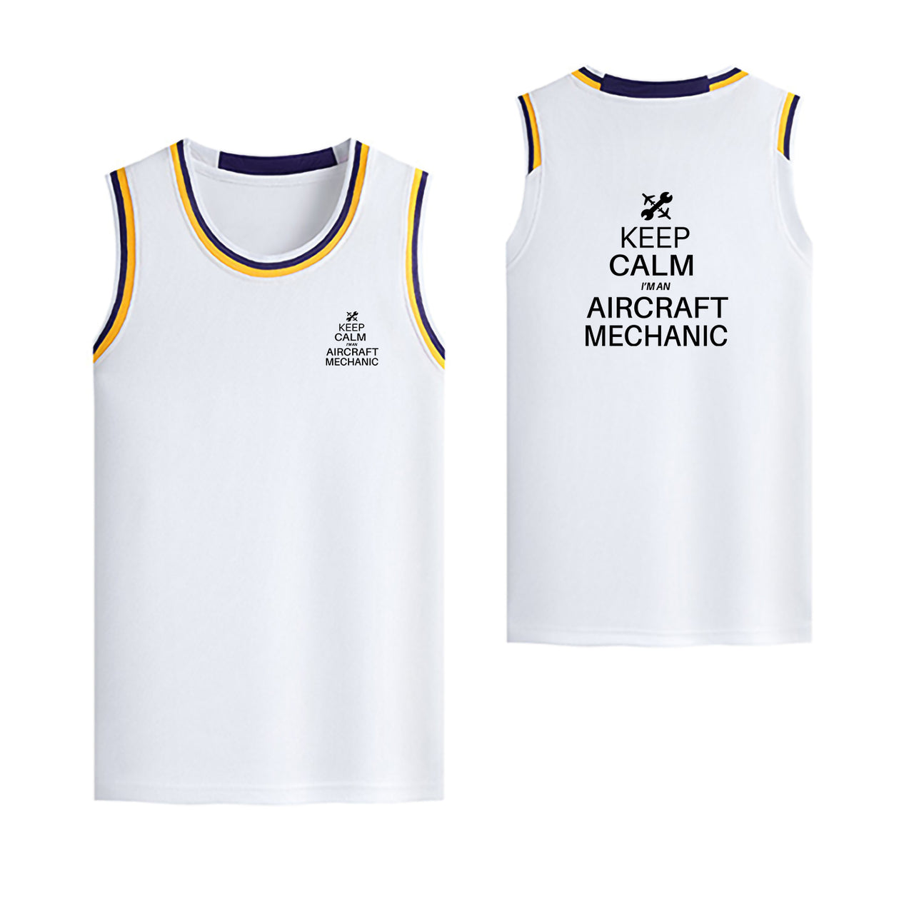 Aircraft Mechanic Designed Basketball Style Sports Tank Tops