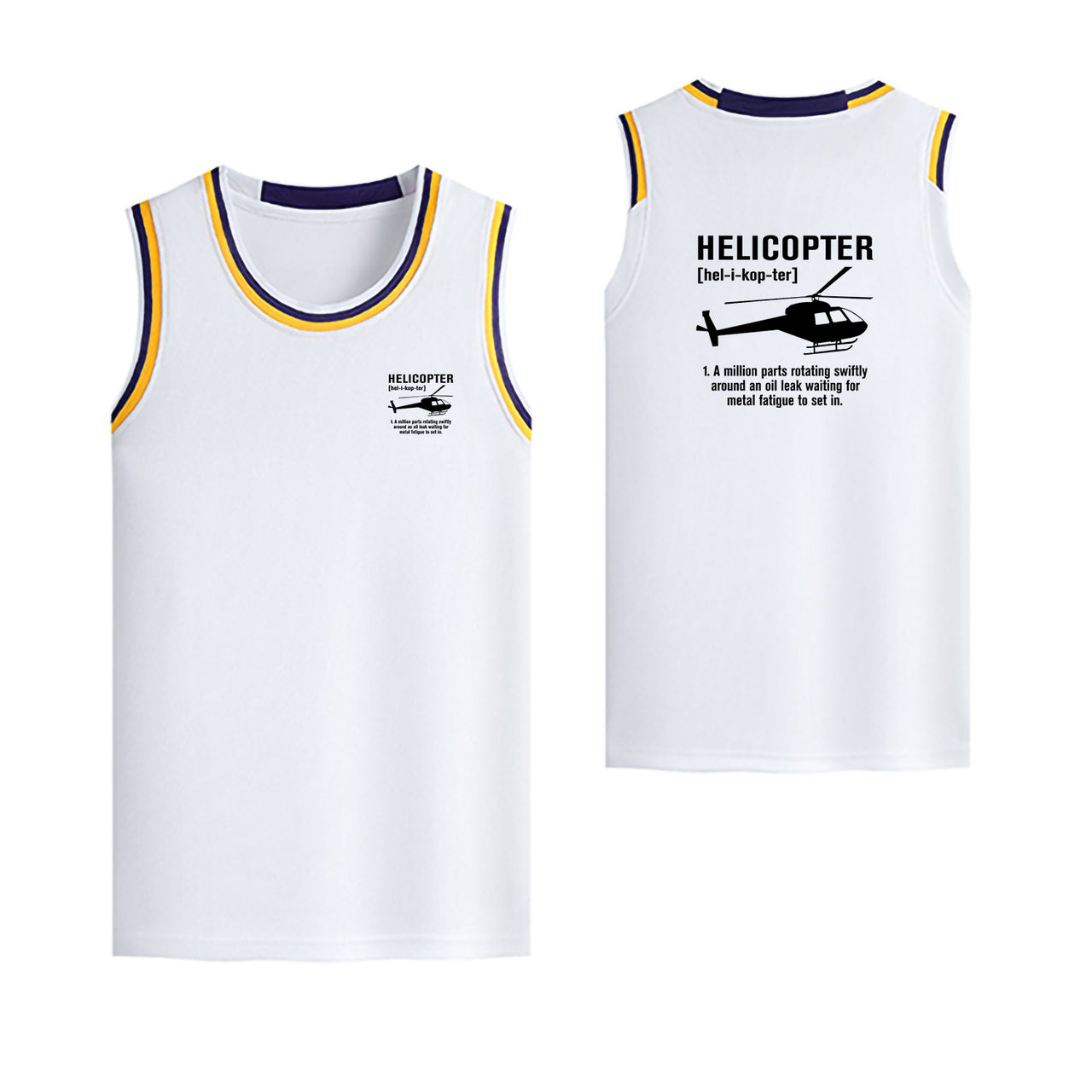 Helicopter [Noun] Designed Basketball Style Sports Tank Tops