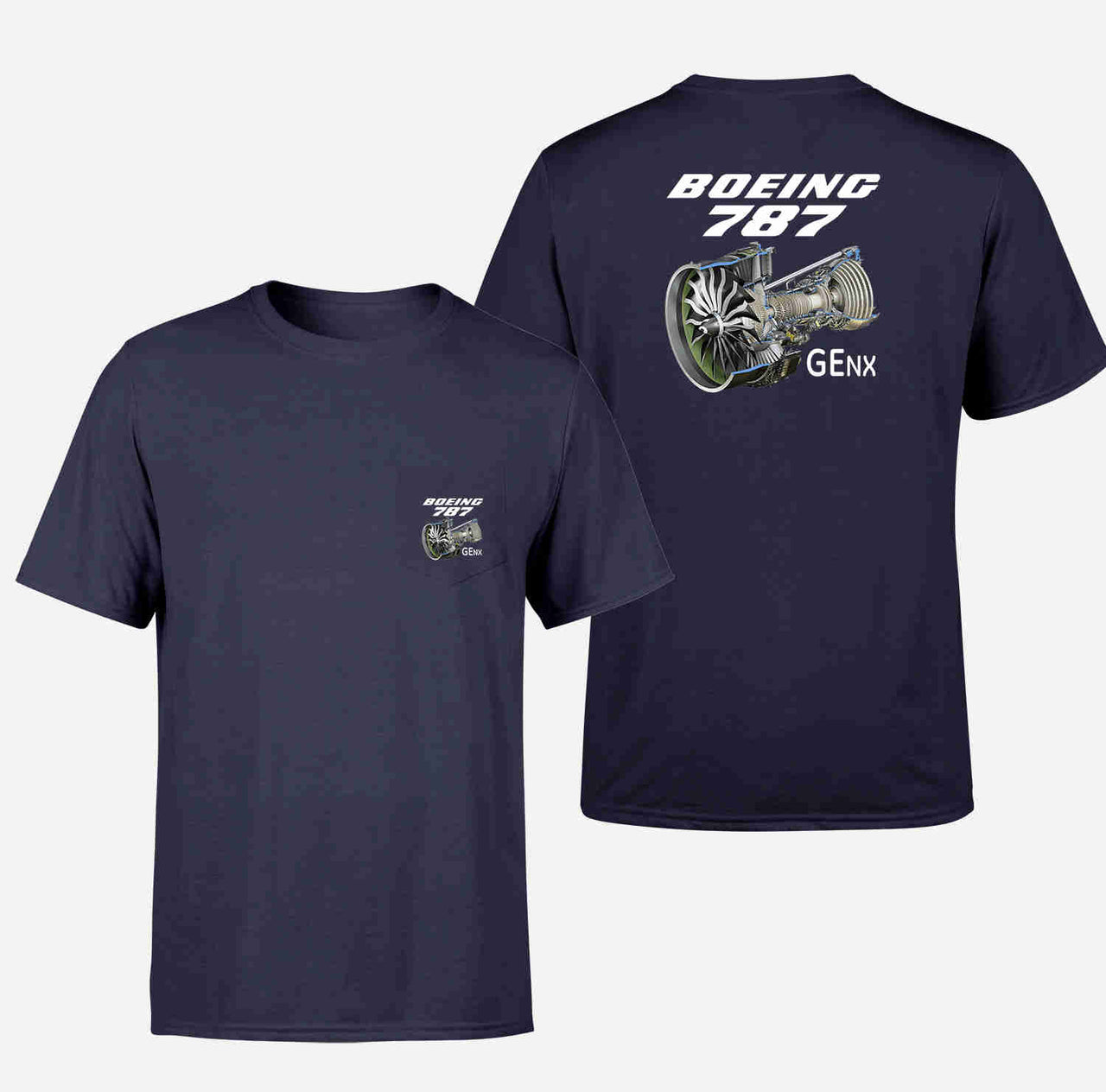 Boeing 787 & GENX Engine Designed Pocket T-Shirts