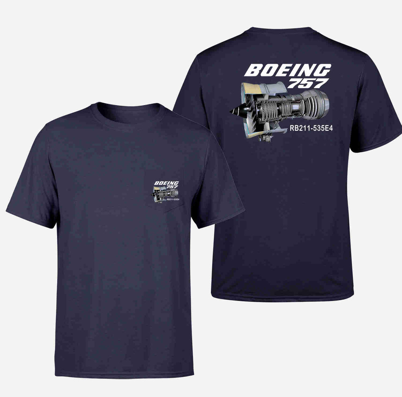 Boeing 757 & Rolls Royce Engine (RB211) Designed Pocket T-Shirts