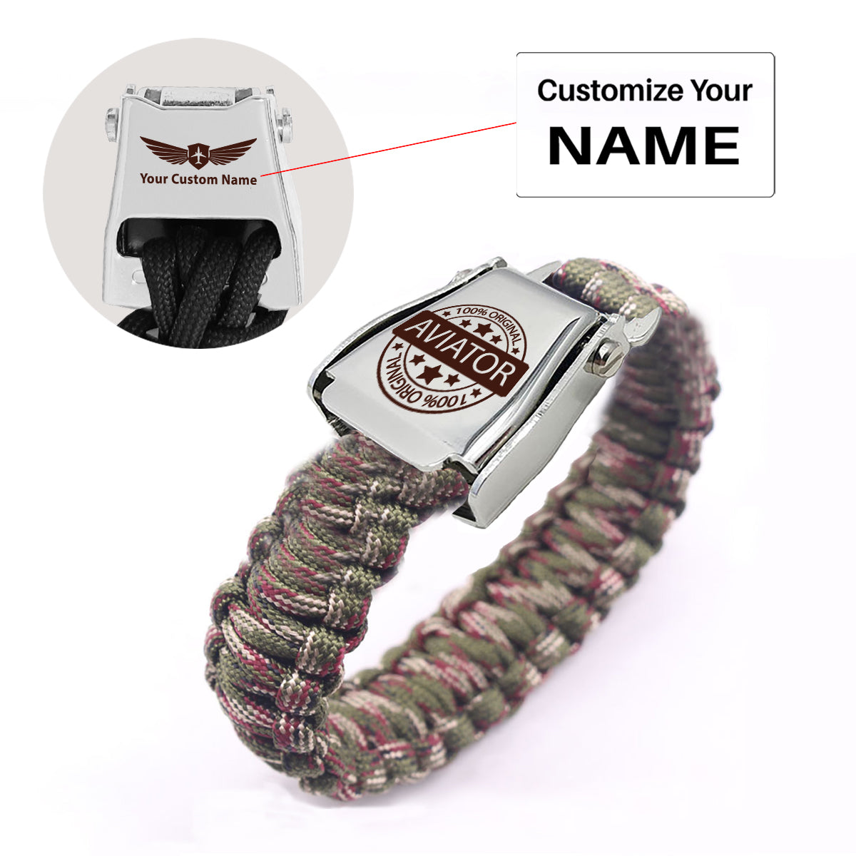 %100 Original Aviator Design Airplane Seat Belt Bracelet